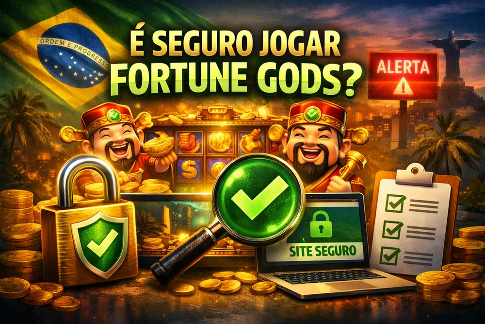 Fortune Gods com cadeado, escudo de verificação, checklist de segurança e destaque para jogar com mais confiança no Brasil
